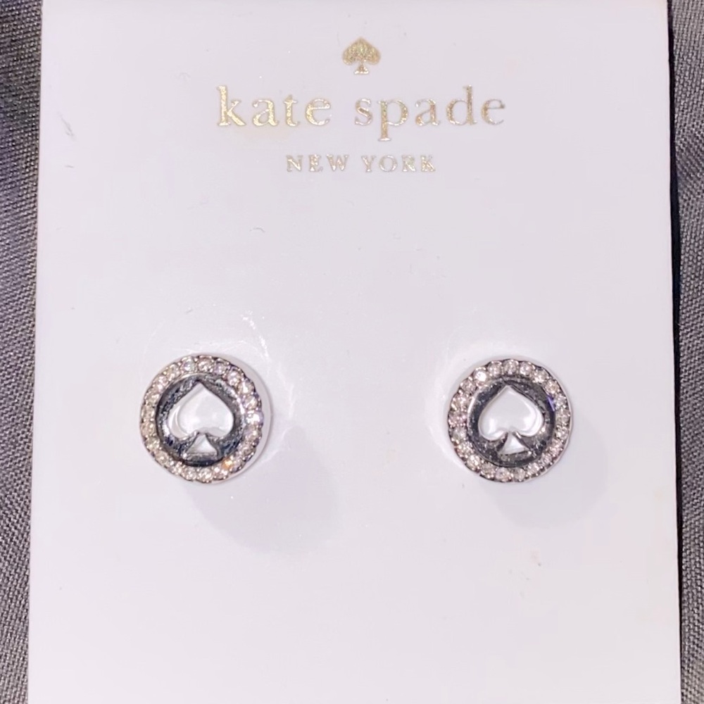NEW Kate Spade Earrings 
Spot The Spade Pave Halo Spade Studs White Gold